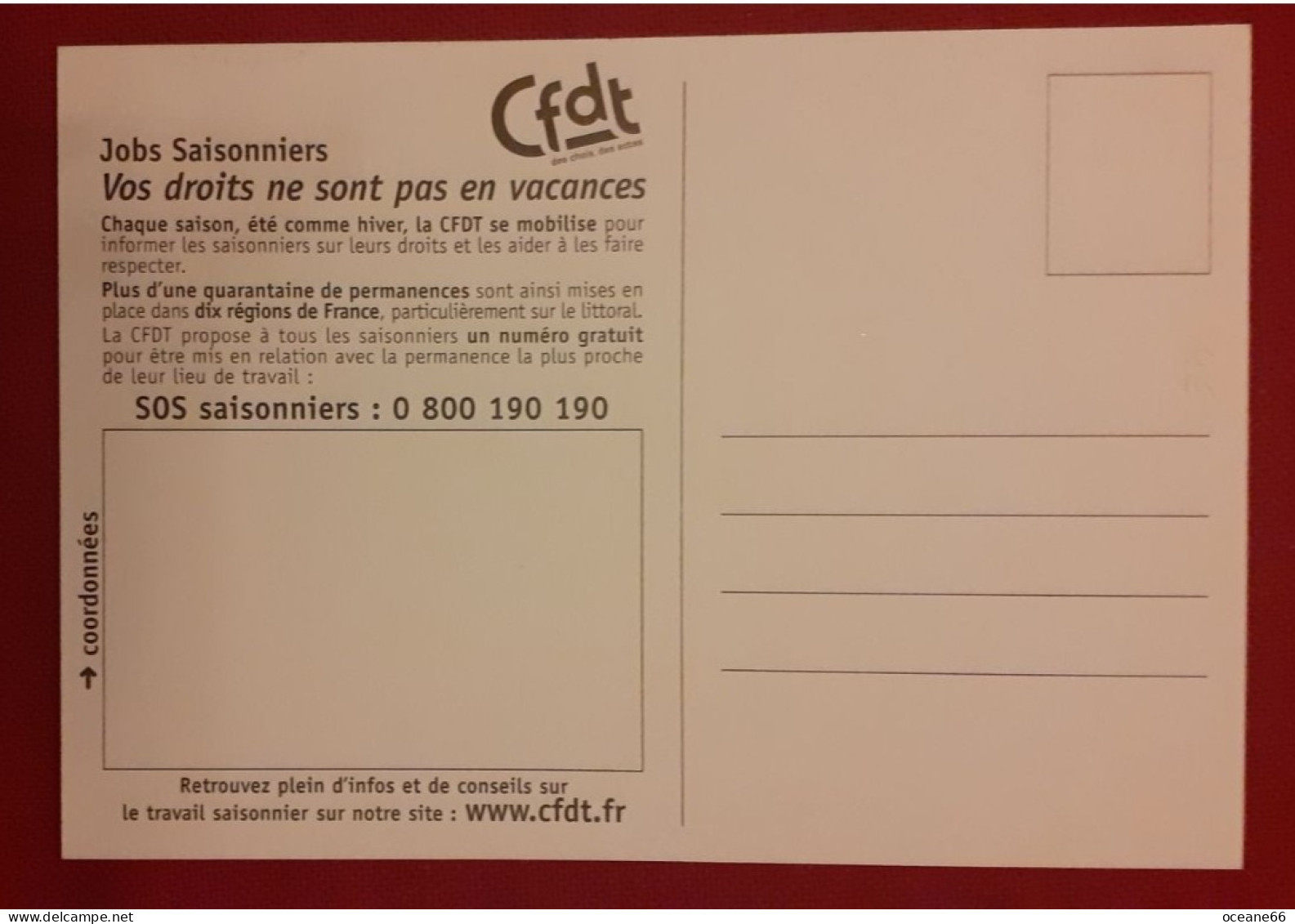 CFDT Jobs Saisonniers Vos Droits Ne Sont Pas En Vacances - Sindicatos