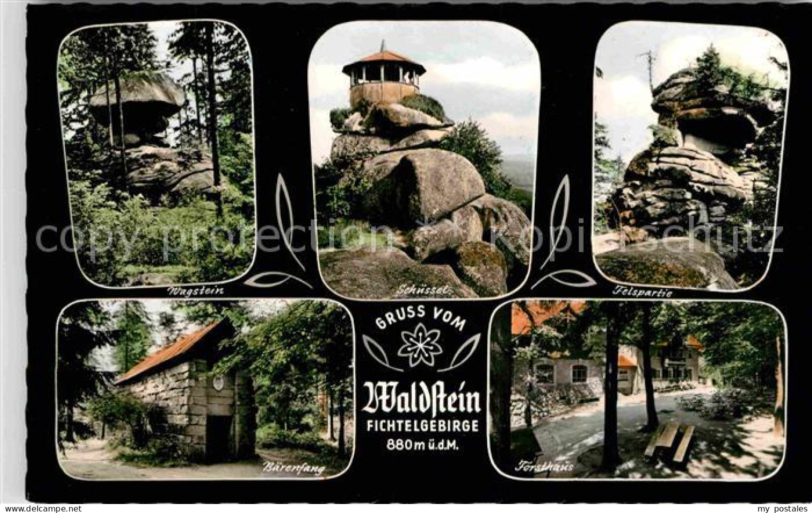 72824044 Waldstein Fichtelgebirge Wagstein Schuessel Felsen Forsthaus Baerenfang - Wunsiedel