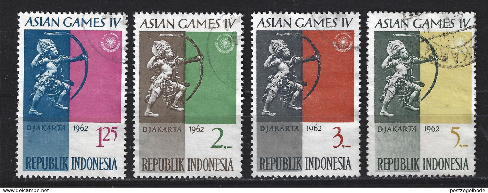 Indonesia Indonesie 332-335 Used 4e Asian Games Les Jeues Asiatigue Los Juegos Asiatico Boogschieten Archery 1962 - Tiro Con L'Arco