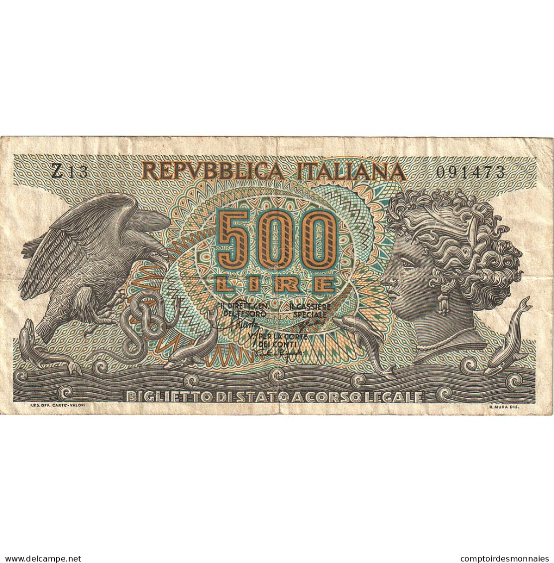 Italie, 500 Lire, 1967, 1967-10-20, KM:93a, TB+ - 500 Lire