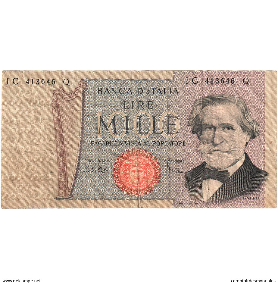 Italie, 1000 Lire, 1969-02-26, KM:101a, TB - 1000 Lire