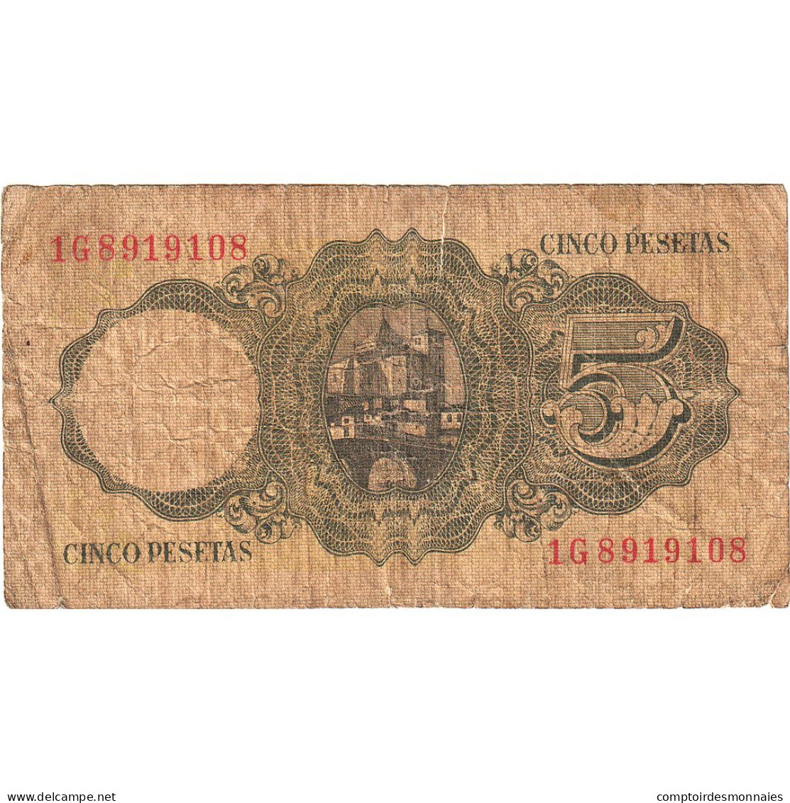 Espagne, 5 Pesetas, 1951-08-16, KM:140a, B - 5 Peseten