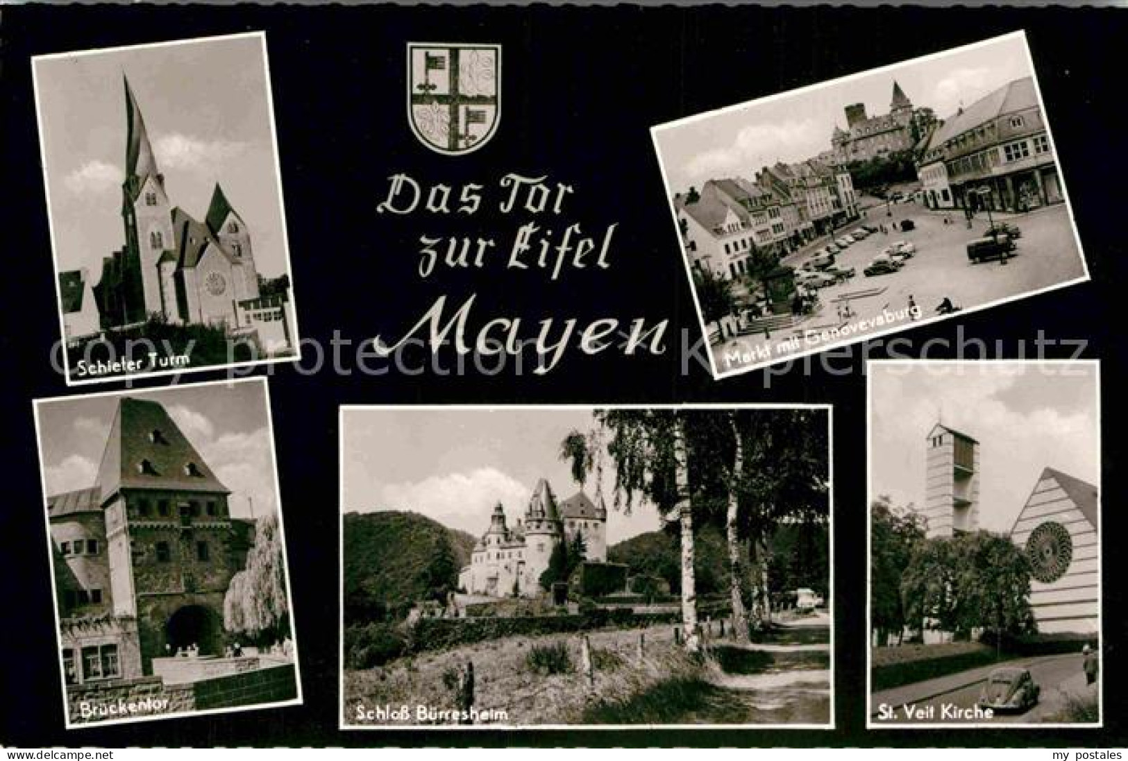 72822658 Mayen Schiefer Turm Brueckentor Schloss Buerresheim Markt Genovevaburg  - Mayen