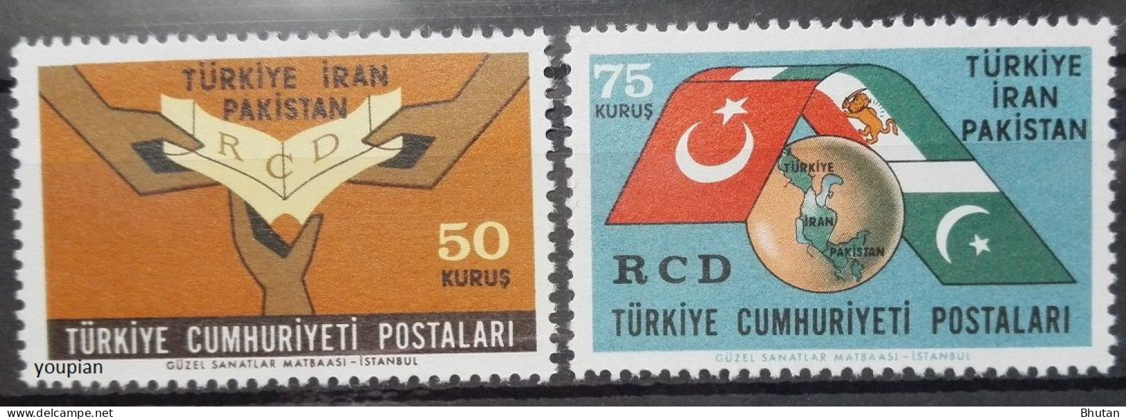 Türkiye 1965, RCD- Cooperation Betweeen Türkiye, Iran And Pakistan, MNH Stamps Set - Ungebraucht