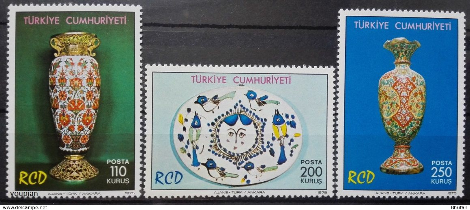 Türkiye 1975, RDC - Porcelaine From Türkiye, Iran And Pakistan, MNH Stamps Set - Unused Stamps
