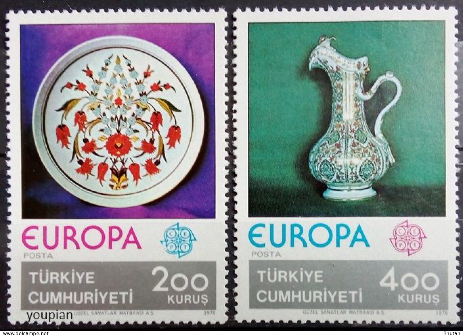 Türkiye 1976, Europa - Handicrafts, MNH Stamps Set - Unused Stamps