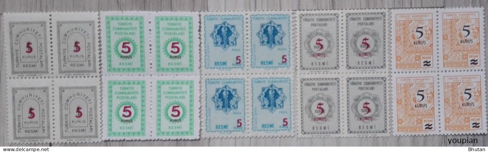 Türkiye 1977, Officials, MNH Stamps Set - Block Of Four - Unused Stamps