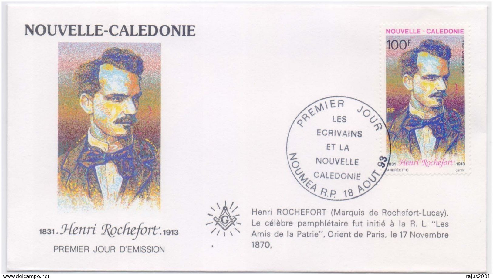 Henri Rochefort, Friends Of The Fatherland, Grand Orient Of Paris, Freemasonry, Masonic New Caledonia Cover - Massoneria