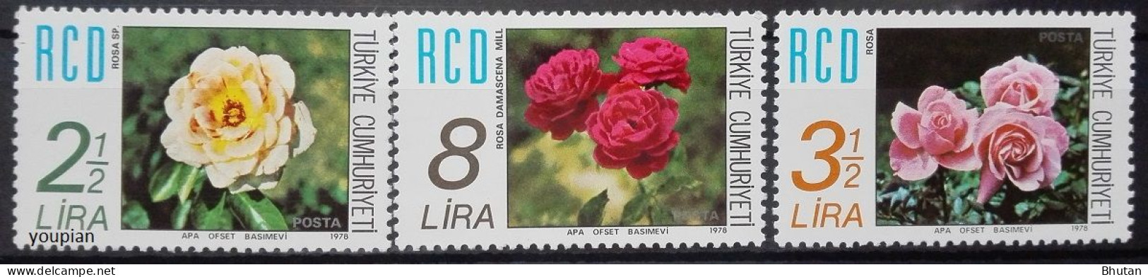 Türkiye 1978, RCD - Rose From Türkiye, Iran And Pakistan, MNH Stamps Set - Ungebraucht