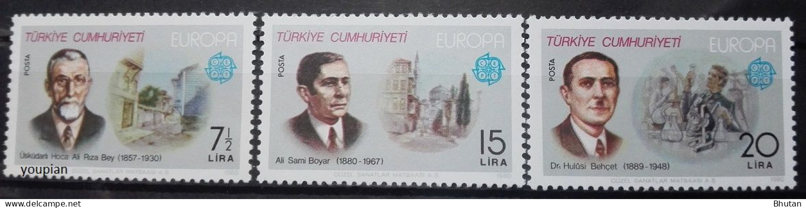 Türkiye 1980, Europa - Famous People, MNH Stamps Set - Ungebraucht