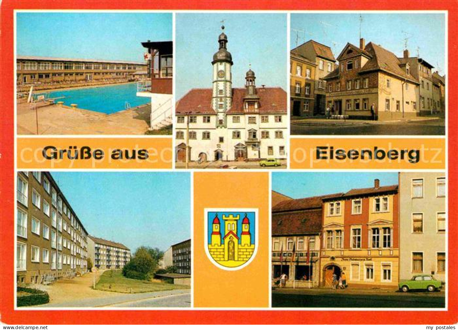 72820960 Eisenberg Thueringen Freibad Rathaus HO Gaststaetten Neubaugebiet Eisen - Eisenberg