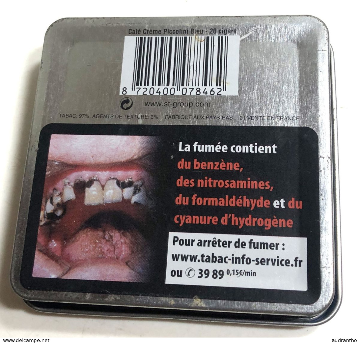 Petite Boîte Publicitaire à Cigares Café Crème Piccolini Bleu - Boites à Tabac Vides