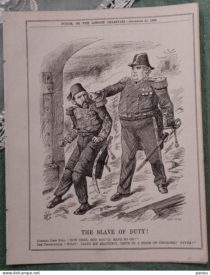 Punch, Or The London Charivari. SEPTEMBER 24, 1898 - COMPLETE MAGAZINE. CARTOONS. CRETE GREECE TURKEY - Otros & Sin Clasificación