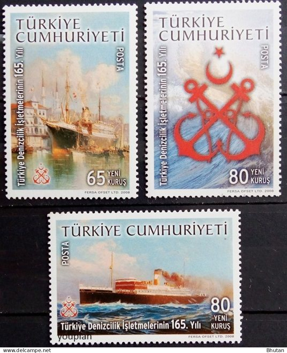 Türkiye 2008, 165th Anniversary Of Turkish Maritime Organisation, MNH Stamps Set - Unused Stamps