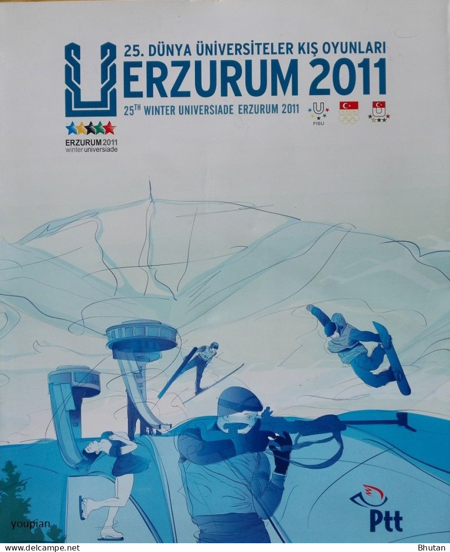 Türkiye 2011, 25th Universiade Winter Games In Erzurum, Two MNH S/S, FDC And Postcards - Portfolio - Neufs