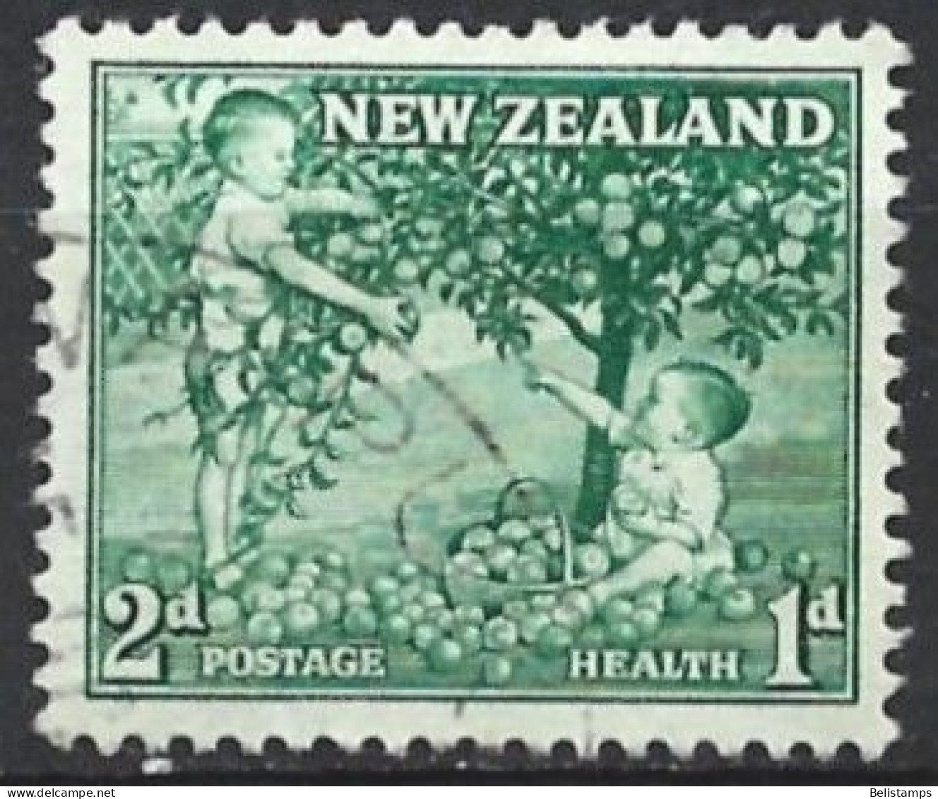 New Zealand 1956. Scott #B50 (U) Children Picking Apples - Officials