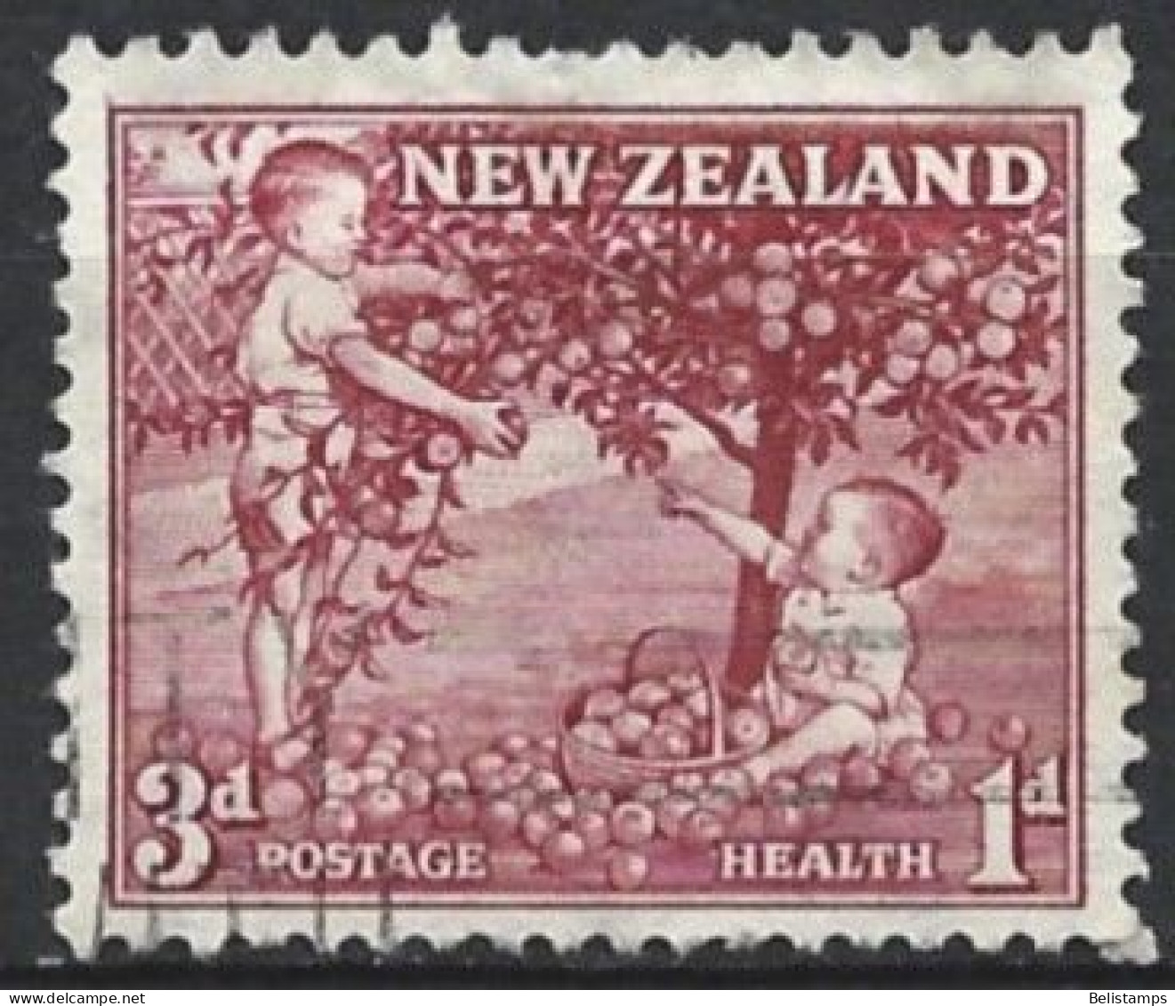 New Zealand 1956. Scott #B51 (U) Children Picking Apples - Service