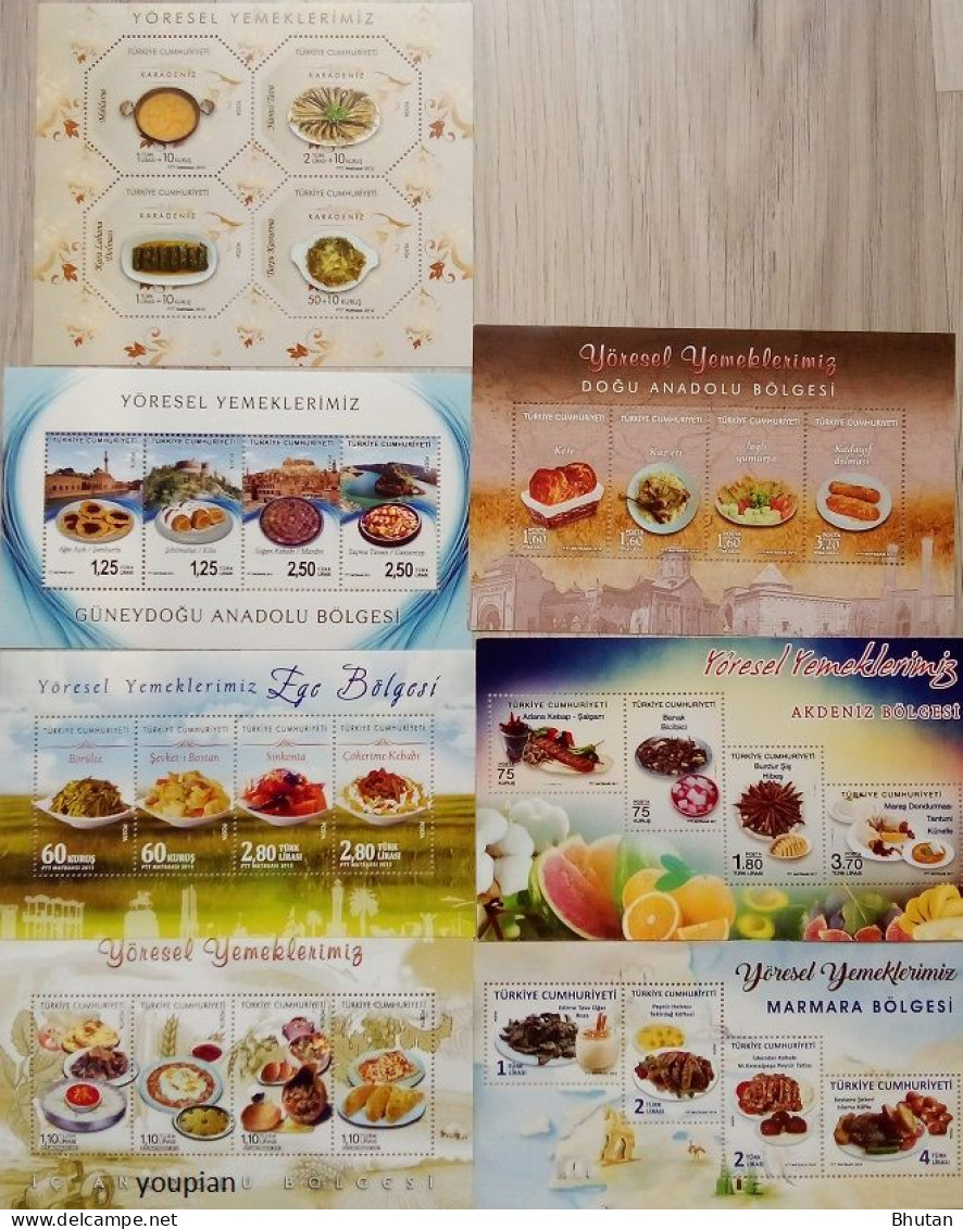 Türkiye 2012-2018, Foods Of The Different Areas, Seven MNH S/S - Neufs