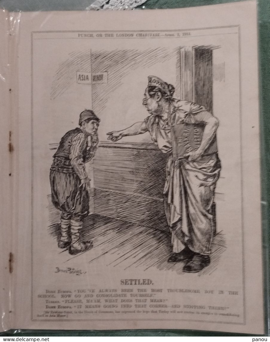 Punch, Or The London Charivari. APRIL 2, 1913 - COMPLETE MAGAZINE. CARTOONS. TURKEY GREECE ASIA MINOR - Autres & Non Classés