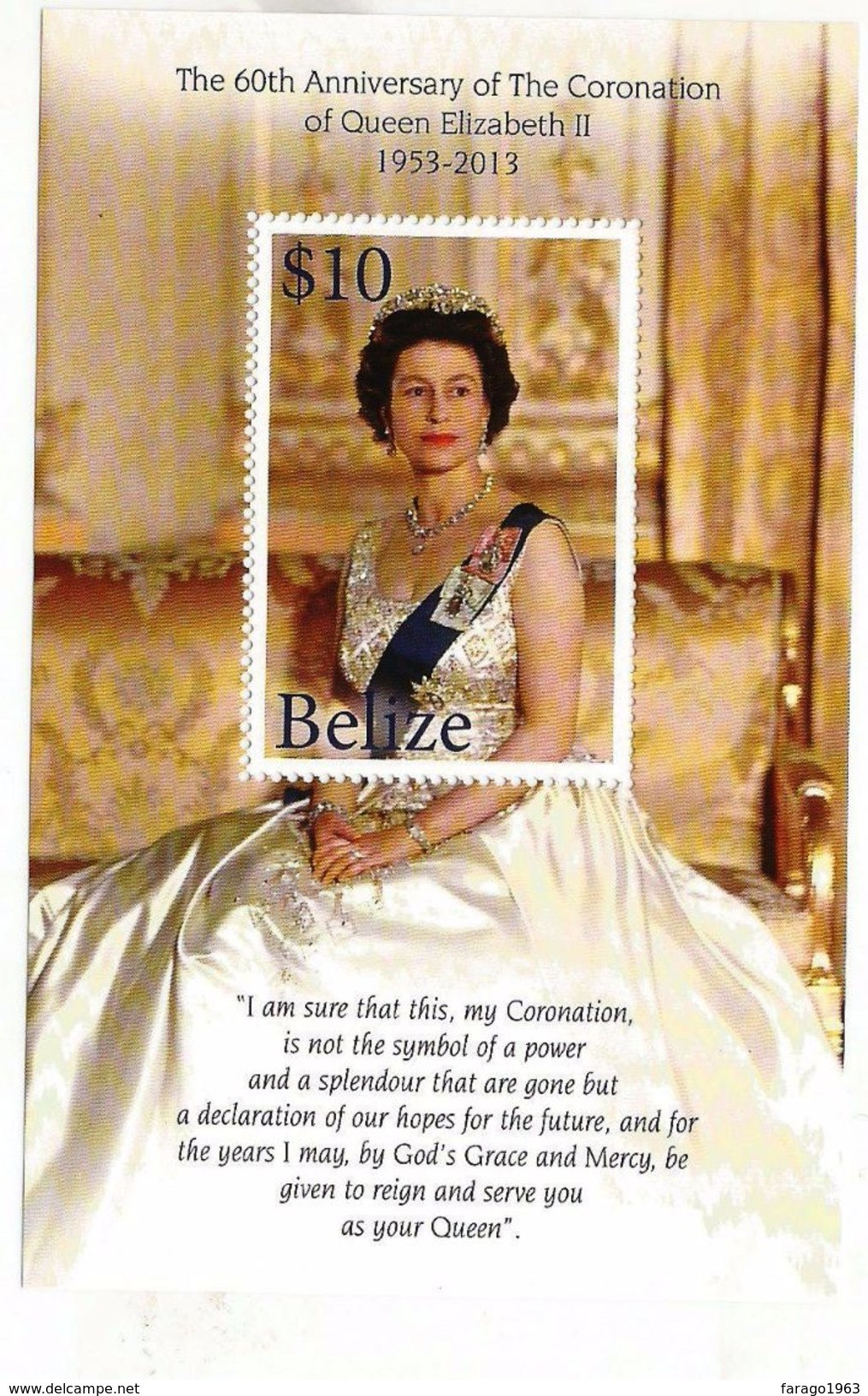 2013 Belize QEII Coronation Anniversary Complete Set Of 4 + Souvenir Sheet MNH - Belize (1973-...)