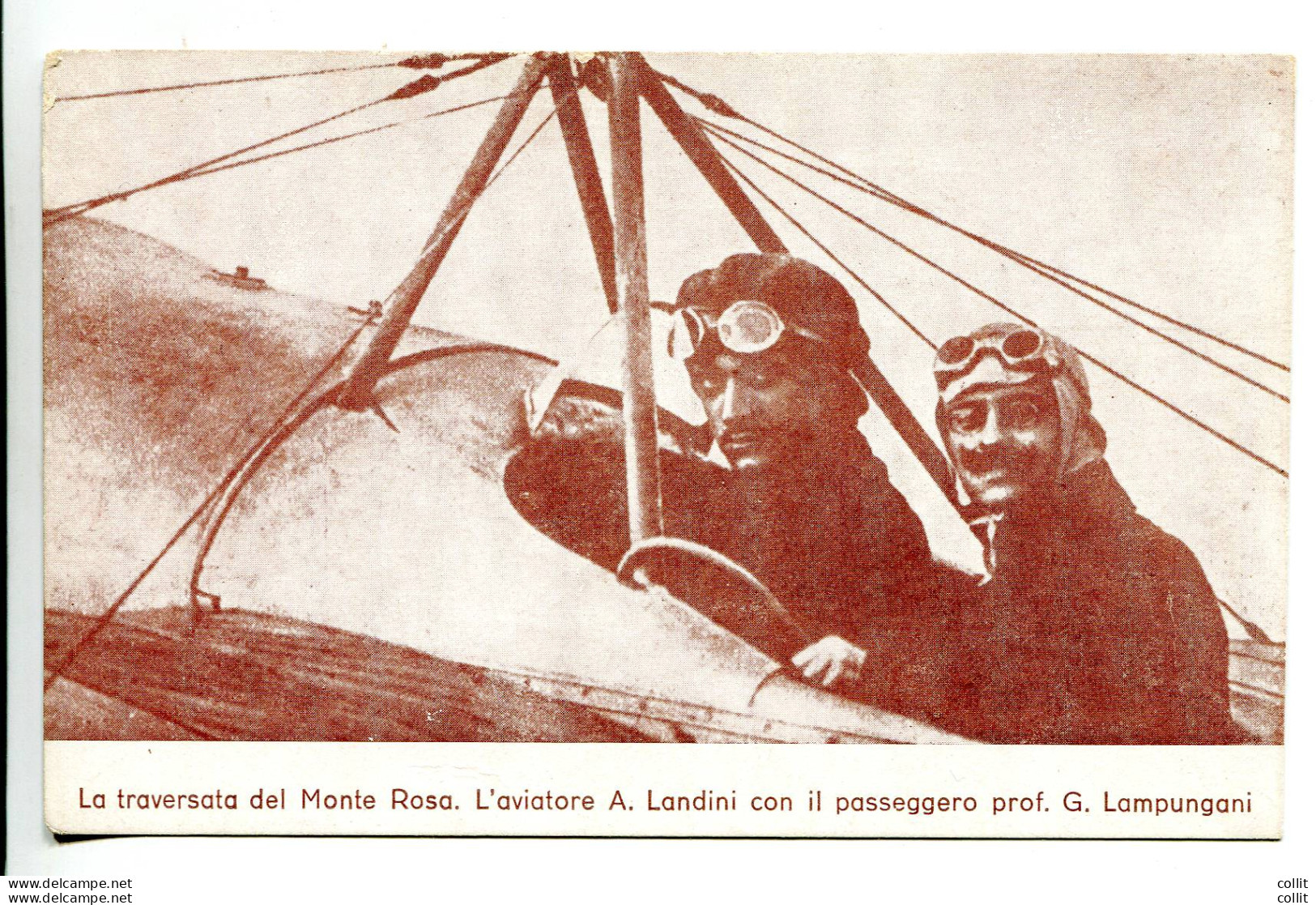 1914 Traversata Del Monte Rosa - Cartolina Con Aviatore A. Landini - Marcophilia (AirAirplanes)