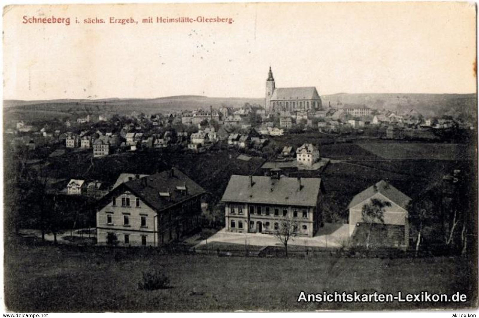 Ansichtskarte Schneeberg (Erzgebirge) Panorama Mit Heimstätte-Gleesberg 1910 - Schneeberg