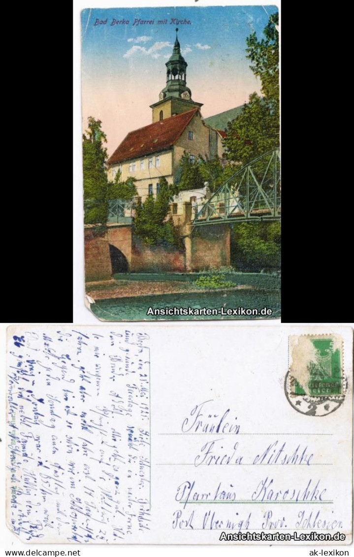 Ansichtskarte Bad Berka Pfarrei Mit Kirche 1926 - Bad Berka