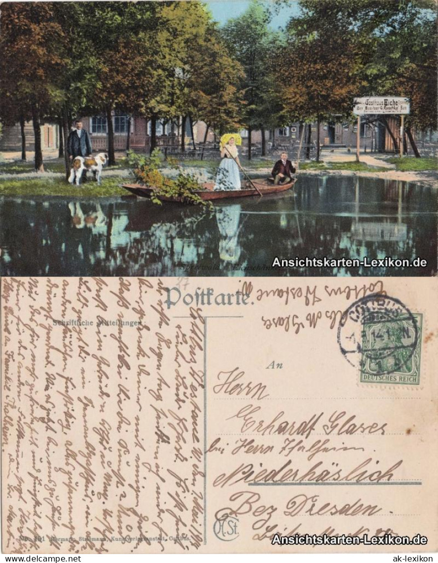 Ansichtskarte Burg (Spreewald) Borkowy (B&#322;ota) Gasthaus Eiche 1914 - Burg (Spreewald)