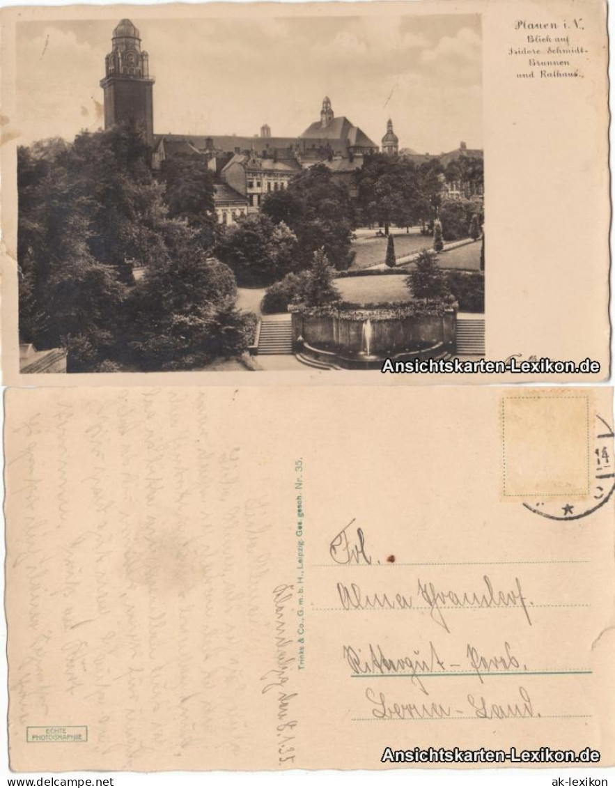 Plauen (Vogtland) Isolde Schmidt Brunnen Und Rathaus - Foto AK 1935 - Plauen
