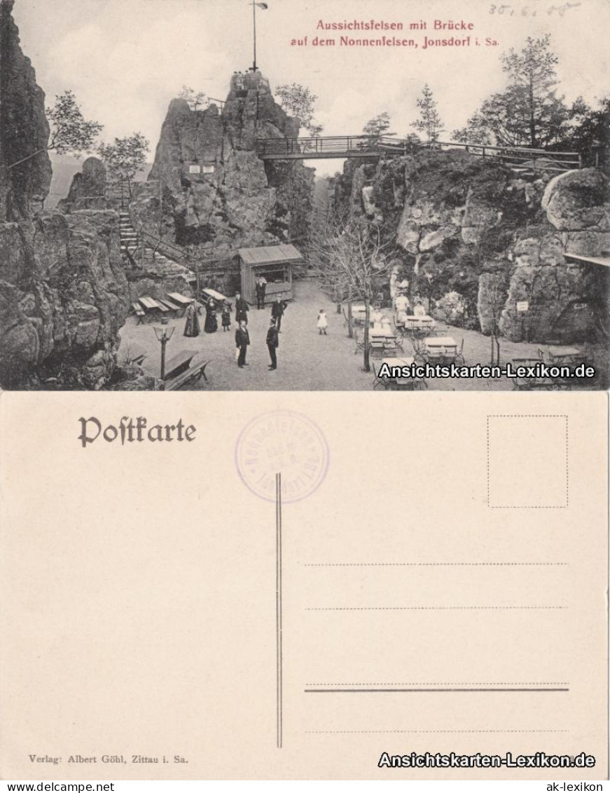 Ansichtskarte Jonsdorf Aussichtsfelsen Mit Brücke Auf Dem Nonnenfelsen 1908 - Jonsdorf