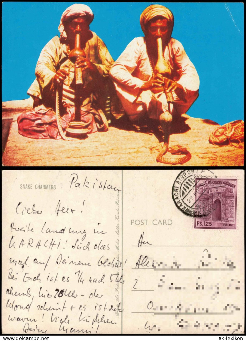 Postcard Pakistan Allgemein SNAKE CHARMERS, Schlangen-Beschwörer 1965 - Pakistan