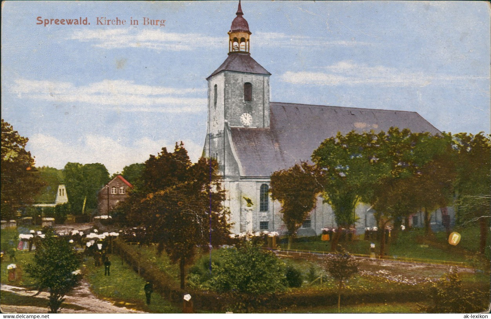 Ansichtskarte Burg (Spreewald) Partie An Der Kirche, Kirchgang 1918 - Burg (Spreewald)