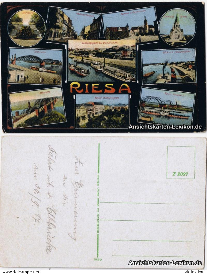 Ansichtskarte Riesa Mehrbild AK Ua Wettiner Straße 1917 - Riesa