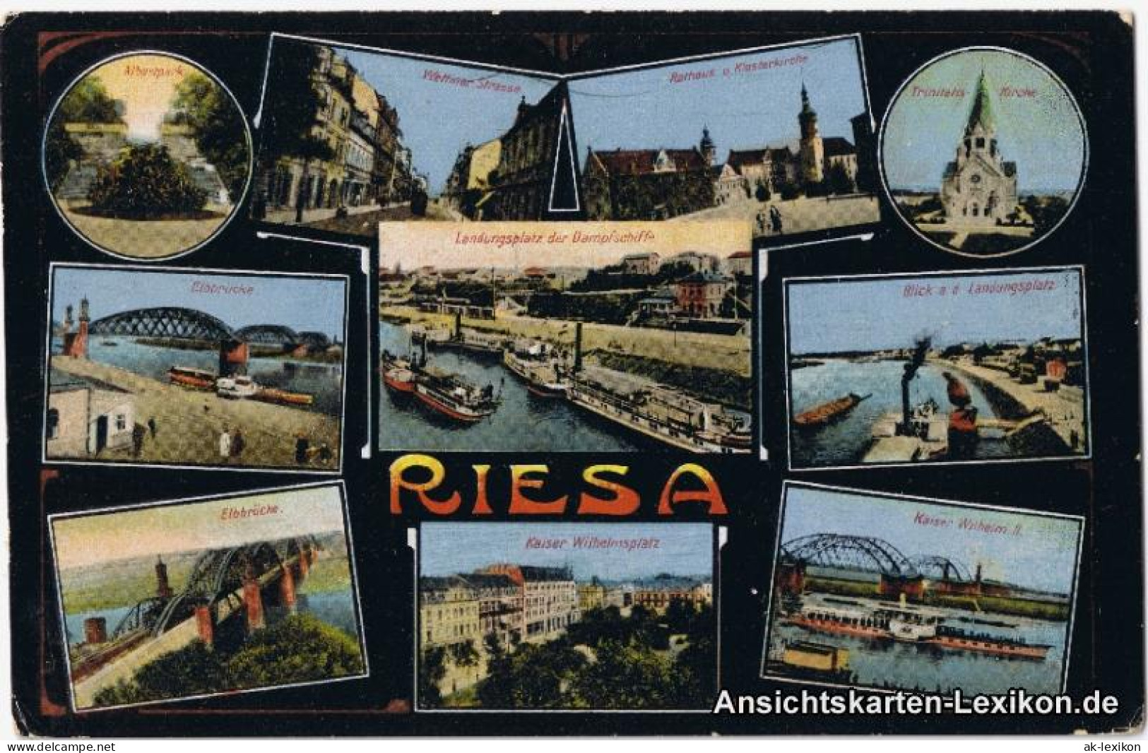Ansichtskarte Riesa Mehrbild AK Ua Wettiner Straße 1917 - Riesa