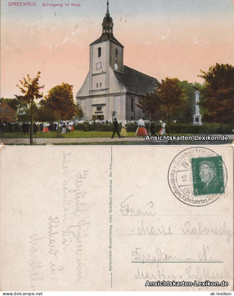 Ansichtskarte Burg (Spreewald) Borkowy (B&#322;ota) Kirchgang In Burg 1930 - Burg (Spreewald)