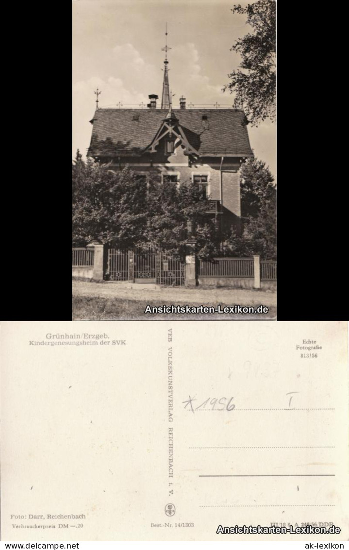 Ansichtskarte Grünhain-Beierfeld Kindergenesungsheim Der SVK 1956 - Gruenhain