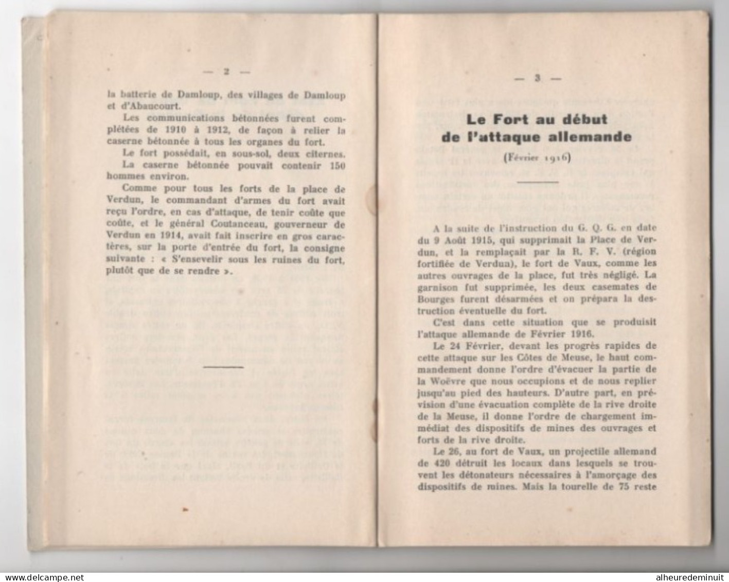 NOTICE SUR LE FORT DE VAUX-BATAILLE DE VERDUN"WW1"+Carte Postale Dernier Pigeon Voyageur Envoyé Par Le Commandant RAYNAL - Guerre 1914-18