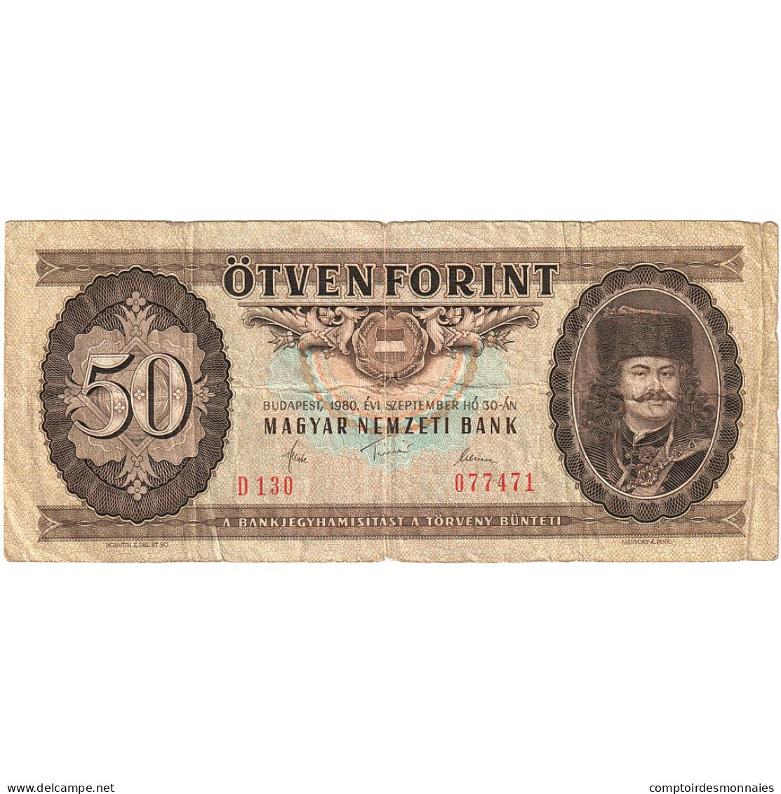 Hongrie, 50 Forint, 1980-09-30, KM:170d, TB - Hungary