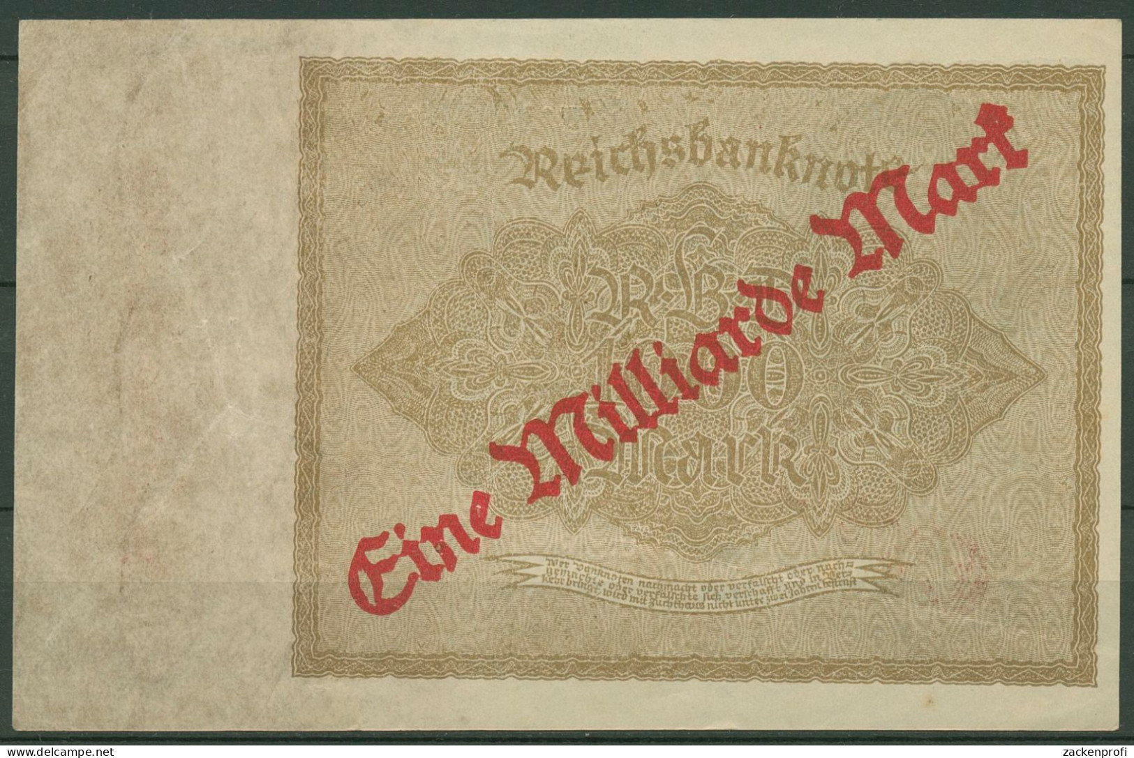 Dt. Reich 1 Milliarde Mark 1923, DEU-126b FZ F, Leicht Gebraucht (K1155) - 1 Milliarde Mark