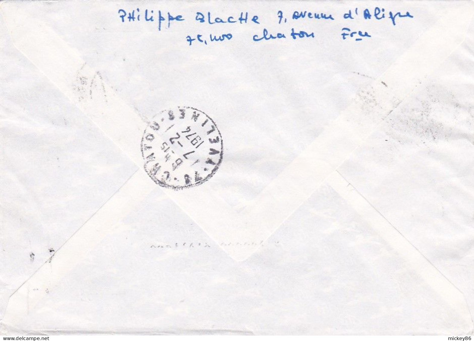 GABON---1974--Lettre Recommandée De LIBREVILLE  Pour CHATOU -78 (France)--timbres ( 50 Ans Interpol , Union Africaine ) - Gabon (1960-...)