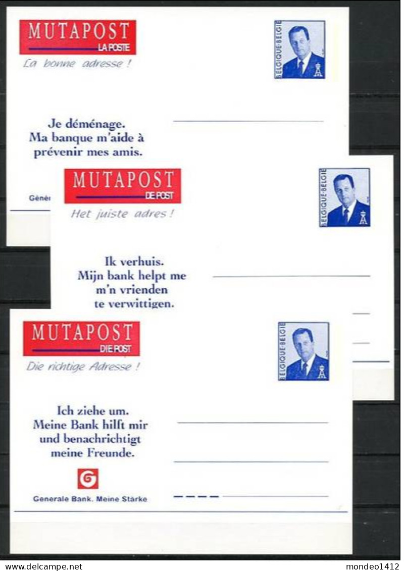1996 - 3 Briefkaarten - N-F-D - MUTAPOST Generale Bank - Ongebruikt - Adreswijziging
