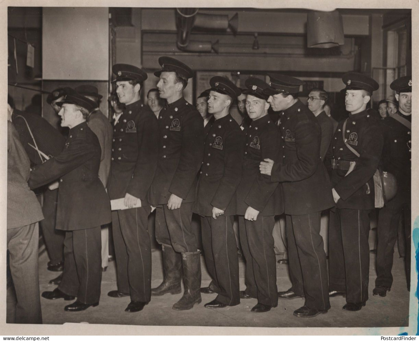 Auxiliary Fire Service Fireman Parade Circa WW2 Large Press Photo - Sapeurs-Pompiers