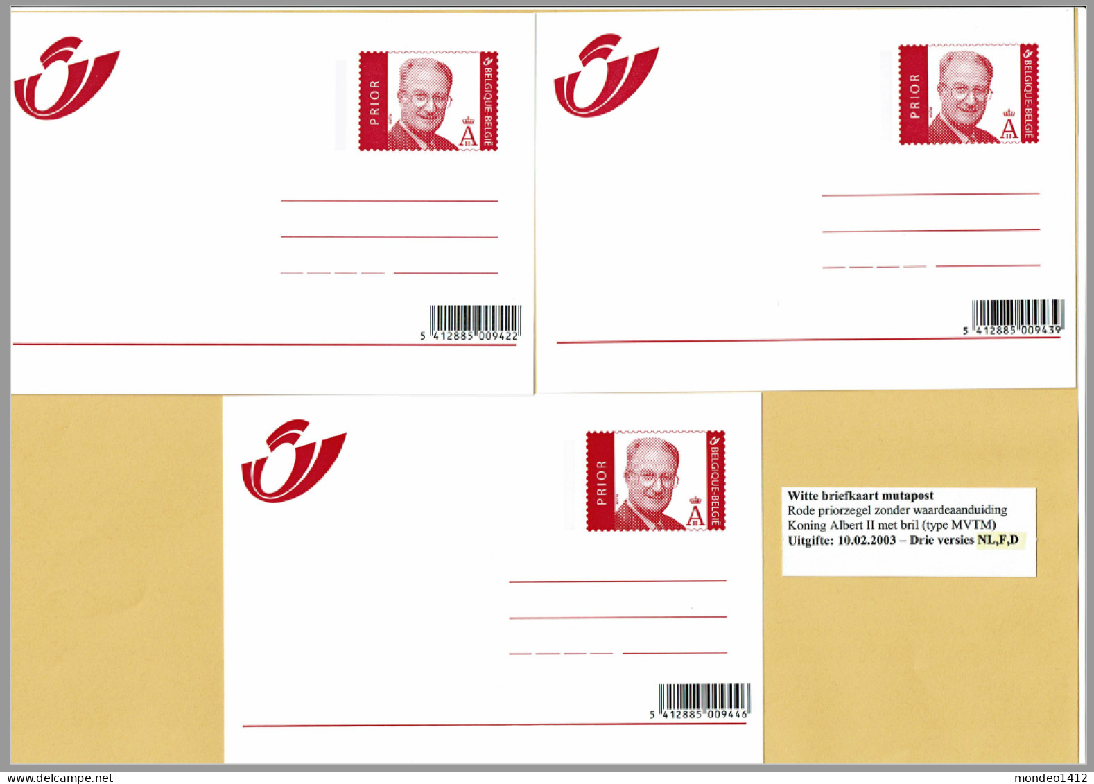 2003 - Briefkaarten - Adresverandering, Avis De Changement D'adresse Prior Zegel - Compleet N-F-D - Aviso Cambio De Direccion