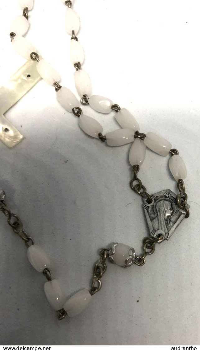 Ancien CHAPELET Catholique - Nacre Véritable - Pendentif Crucifix - Art Religieux