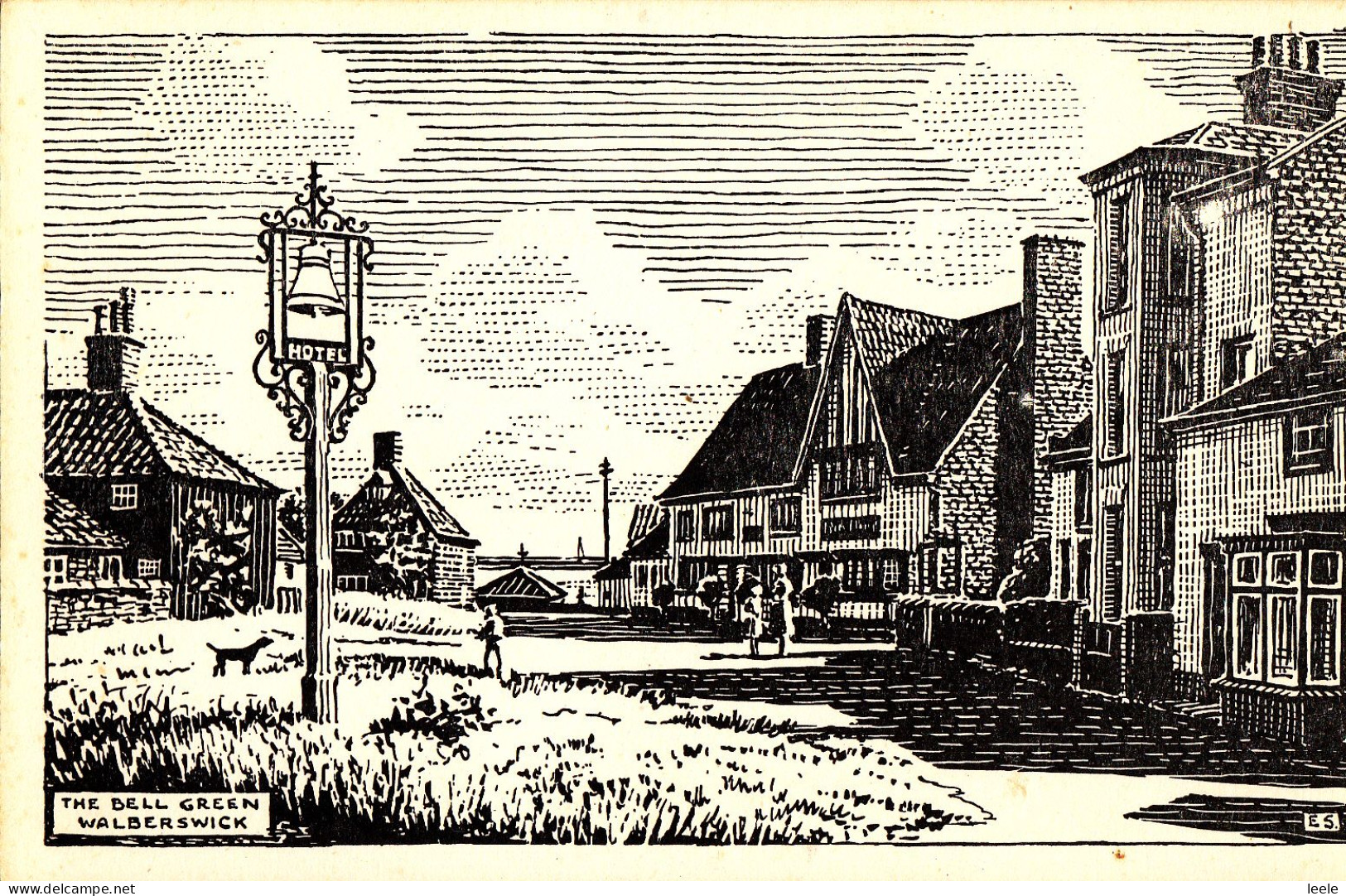 BW72.  Vintage Postcard. The Bell Green, Walberswick,  Suffolk - Autres & Non Classés