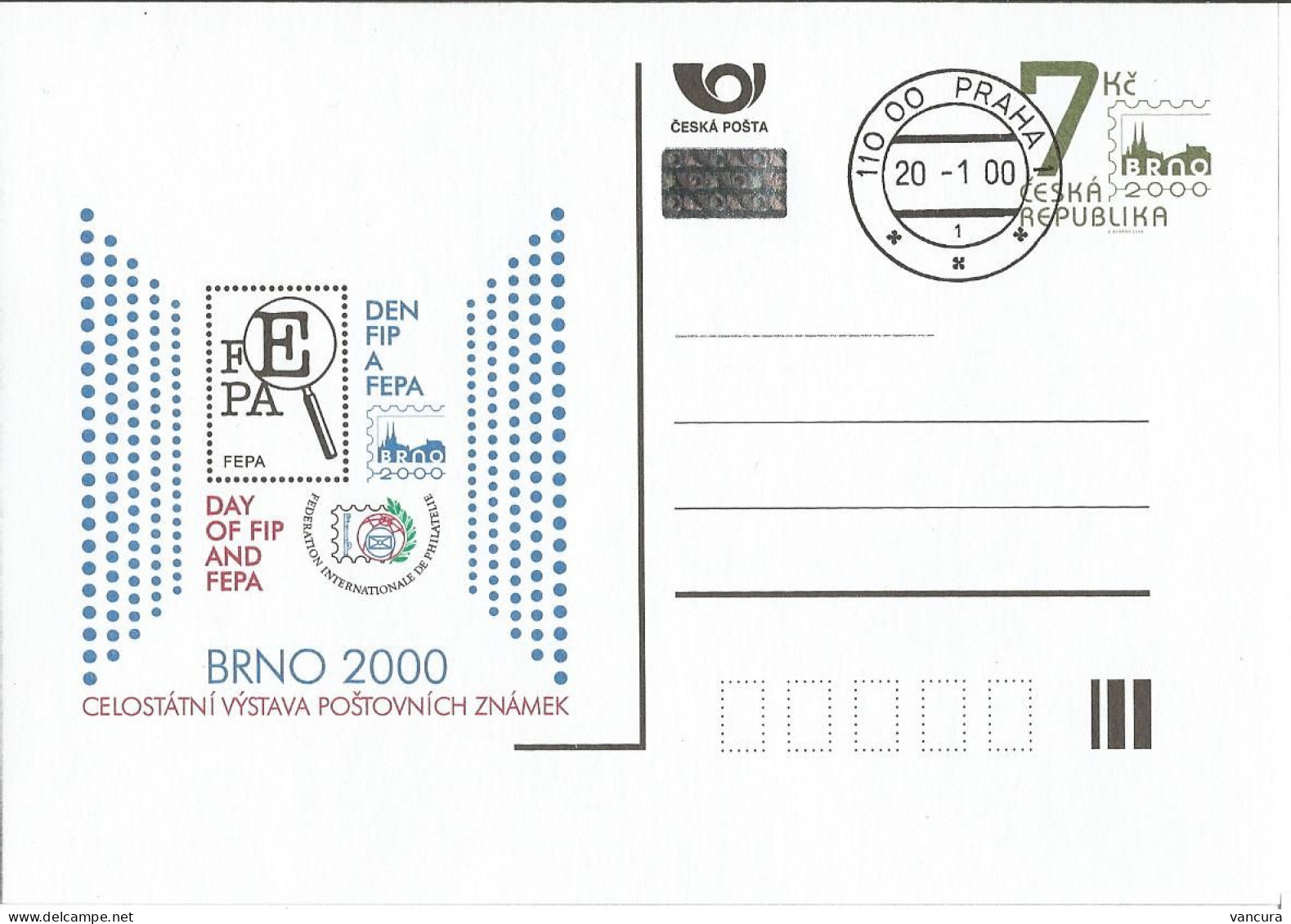 CDV 55 Czech Republic  Brno 2000 Stamp Exhibition Day Of FIP And FEPA 2000 - Cartes Postales