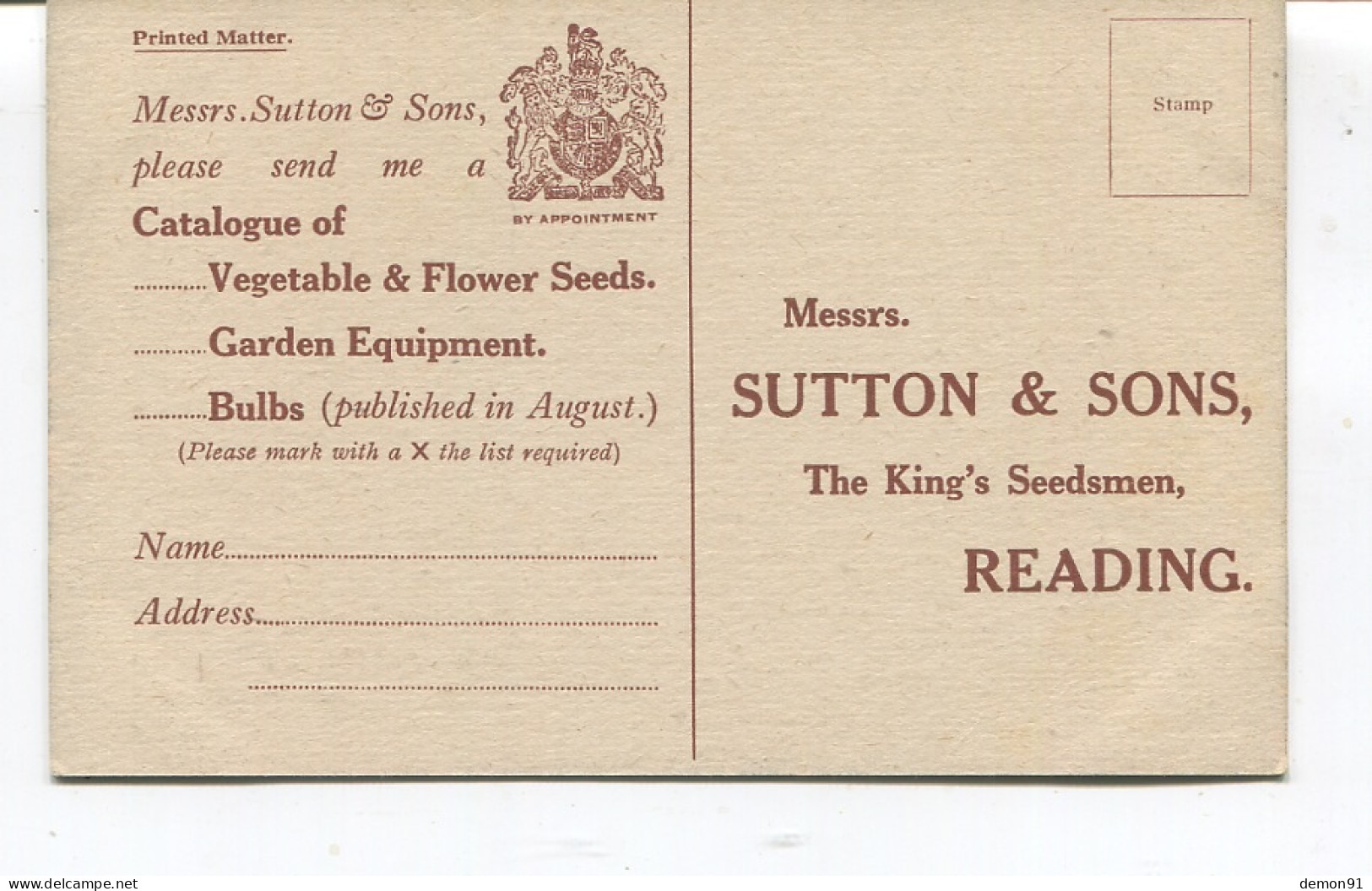 CPA Publicitaire - BORDER OF SUTTON'S - BULBS  WALLFLOWERS - - Reading
