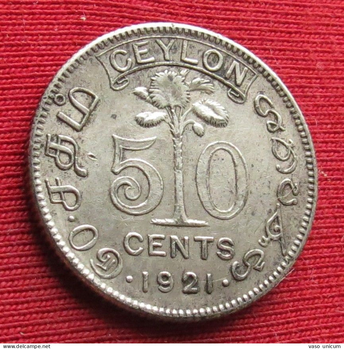 Sri Lanka Ceylon 50 Cents 1921 - Sri Lanka