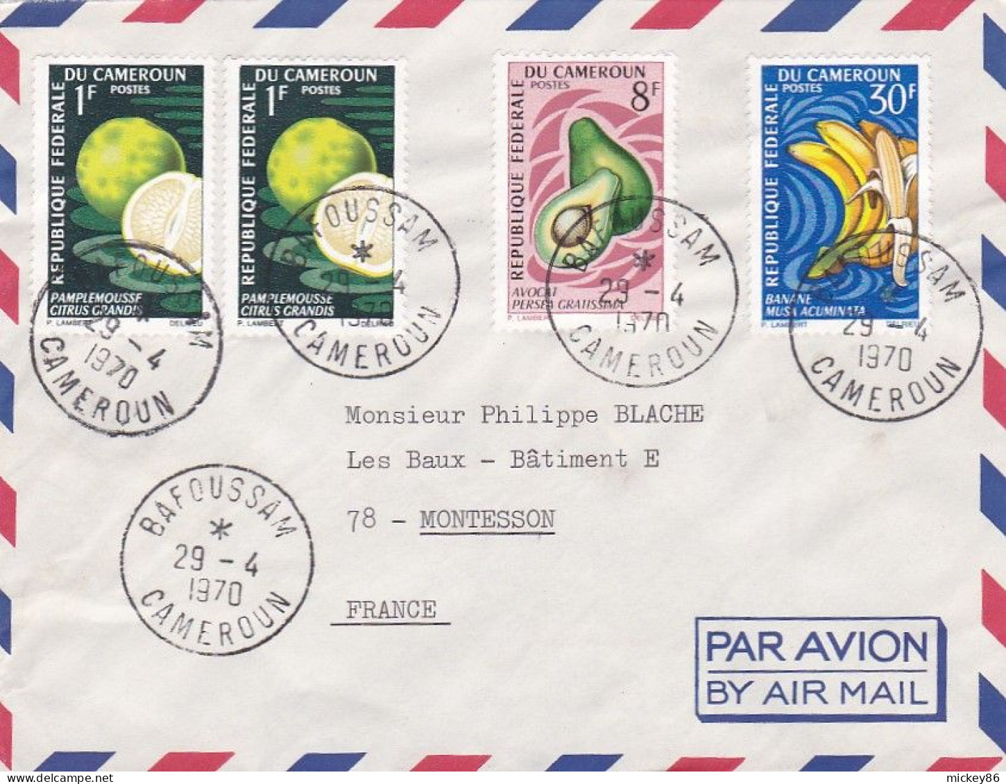 CAMEROUN --1970--Lettre De BAFOUSSAM  Pour MONTESSON  -78 (France)--timbres (fruits)  Sur Lettre - Camerún (1960-...)