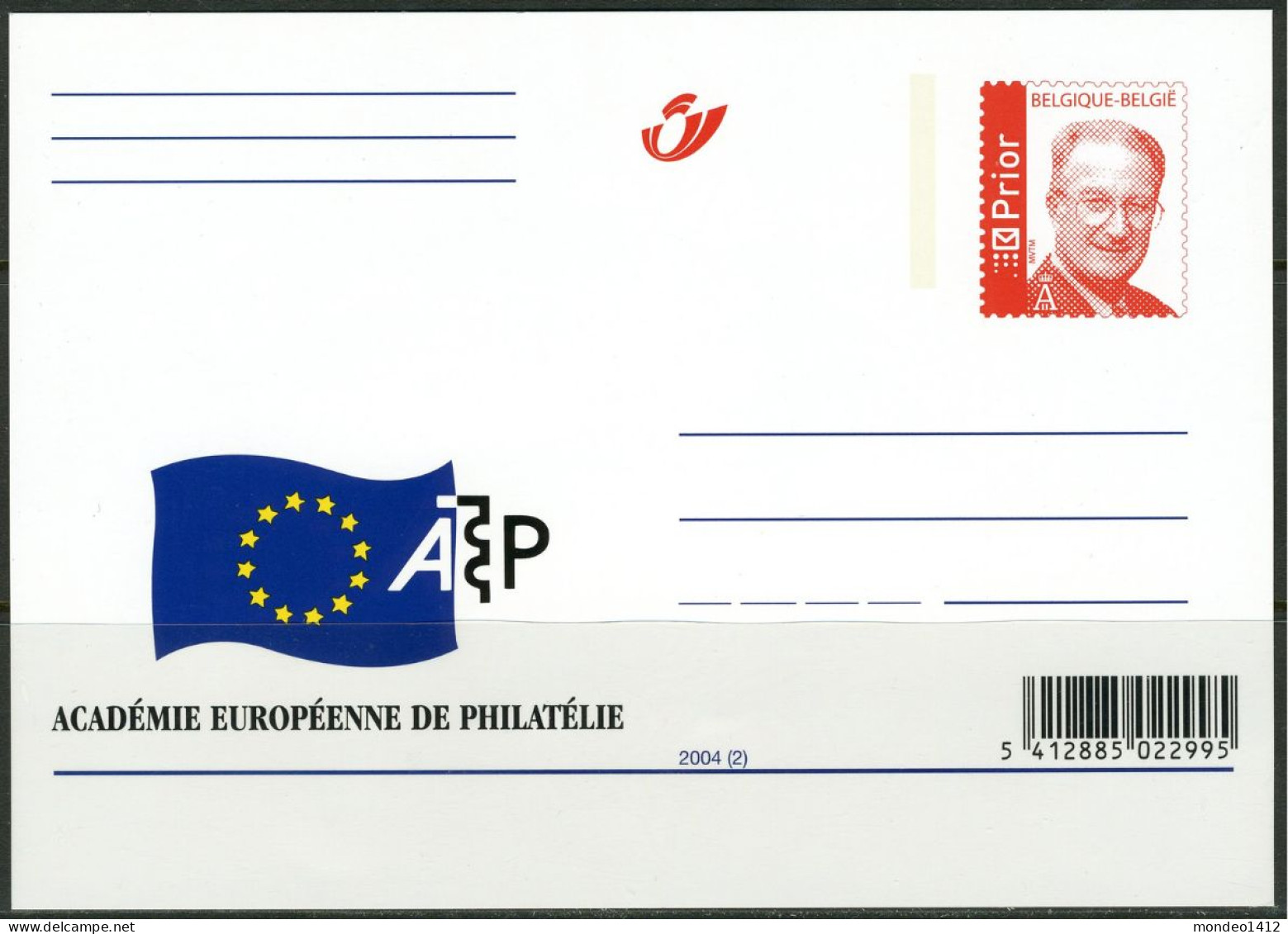 2004 - Briefkaart / Carte Entier Postal - Académie Européenne De Philatélie - Ongebruikt - Briefkaarten 1951-..